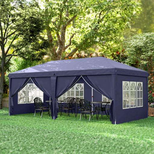 Carpa Plegable 6x3x2,7 m con 4 Paneles 4 Ventanas 2 Puertas 1 Bolsa Anti-UV y 12 Orificios de Drenaje Azul [7]