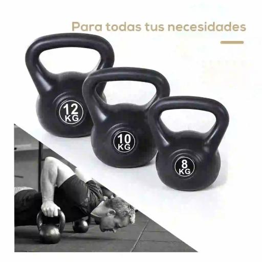 Pesa Rusa de 12 kg Kettlebell Relleno de Arena con Mango Ancho Antideslizante para Entrenamiento 27x21x31 cm Negro [5]