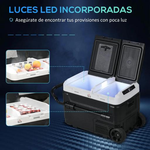 Nevera Portátil 40L con Doble Zona Refrigerador de Coche -20℃-20℃ 12/24V DC y 100-240V AC 80x47,5x46,6cm Negro [2]