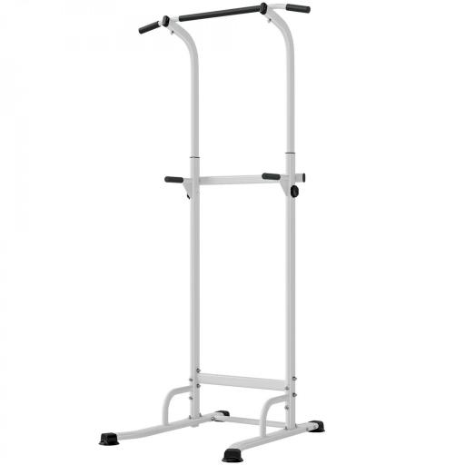 Barra de Dominadas Altura Regulable Estación de Fondos Resistente para Gimnasio en Casa Entrenamiento de Fuerza Blanco [9]