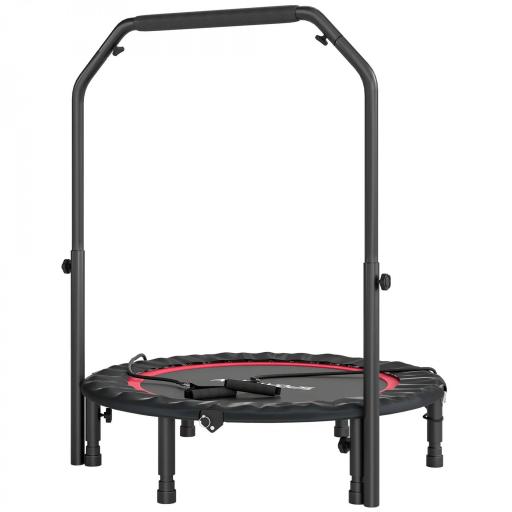 Cama Elástica Plegable Ø102 cm con Mango Ajustable Marco de Acero para Entrenamiento Piernas Cuerpo Rojo y Negro [8]