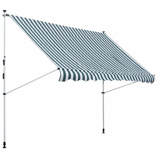 Toldo Manual Retráctil 300x150x170-280 cm con Altura Ajustable Manivela y Protección Solar para Terraza Verde [10]