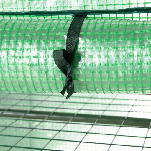 Invernadero de Jardín con 4 Estantes Metálicos Puerta Enrollable y Cubierta de PE Vivero Casero de Terraza para Cultivo Plantas Flores Macetas 80x49x160 cm Verde [7]