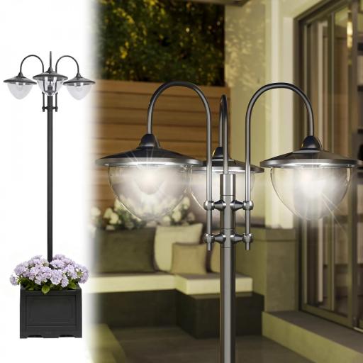 Farol Solar de Jardín con 18 Luces LED Blanca Fría 6000K IP44 para Camino Terraza Patio 60x55x189 cm Negro [9]