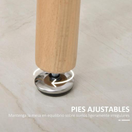 Mesa de Comedor Estilo Nórdico Mesa de Cocina con Patas de Madera de Haya Estructura de Metal 120x60x75 cm Blanco [4]