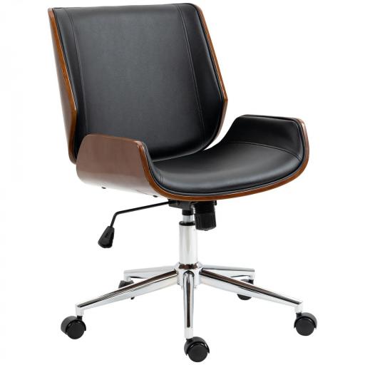Silla de Oficina Giratoria de PU con Altura Ajustable Función de Inclinación y Ruedas 51x65,5x82-92 cm Negro [9]