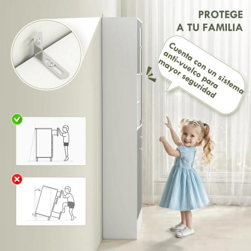 Armario de Baño con Cesto Ropa Sucia Espejo Cajón Compartimentos y Estantes Ajustables 62x28,3x181 cm Blanco y Gris [2]