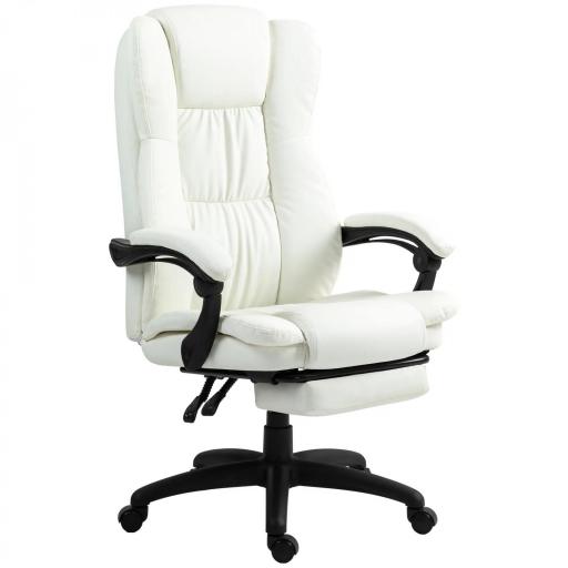 Silla de Masaje Reclinable con Altura Ajustable Reposapiés Retráctil y Control Remoto 68,5x68,5x113-121 cm Crema [7]