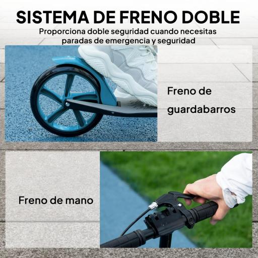 Patinete Plegable para Adultos y Niños de +14 Años Scooter con Manillar Ajustable 91,5x36,5x91-104 cm Azul [5]