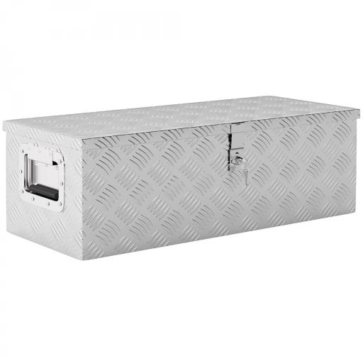 Caja de Herramientas de Aluminio con Asas Retráctiles Cierre con Llave y Gran Capacidad de Almacenaje 76x33x25 cm Plata [10]