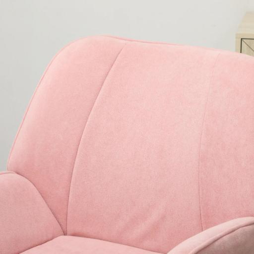 Butaca de Salón con Asiento Ancho y Acolchado Tapizado en Terciopelo Patas de Metal Sillón para Salón Rosa [6]