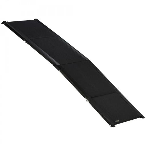 Rampa Plegable para Perros de Aluminio con Superficie Antideslizante Asa y Gancho Carga 80 kg 158x43,5x2,5 cm Negro [7]