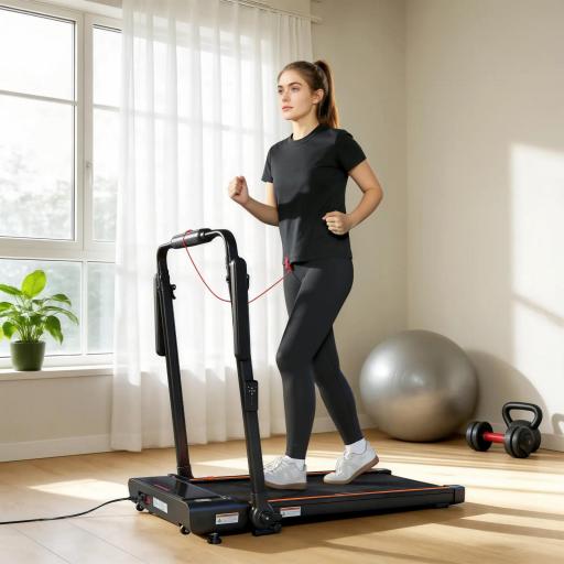 Cinta de Correr Plegable con Escritorio Extraíble 2.5HP 1-12 KM/H Pantalla LED Manillar y Soporte para Móvil Negro