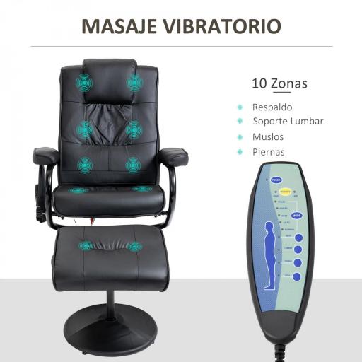 Sillón Relax Reclinable con Reposapiés Sillón de Masaje Eléctrico con 10 Puntos de Masaje Sillón Relax Giratorio con Mando a Distancia para Salón Oficina Negro [2]