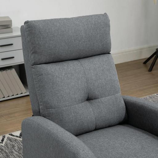 Sillón Reclinable Manual Sofá Individual con Reclinación hasta 155º Carga 150 kg Gris [3]