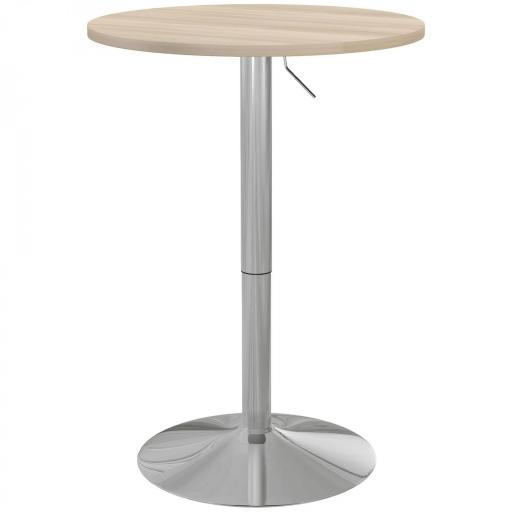 Mesa Alta Cocina Mesa Alta Bar Redonda para 2 Personas Altura Ajustable Tablero Giratorio 360° 60x60x91 cm Roble Claro [8]
