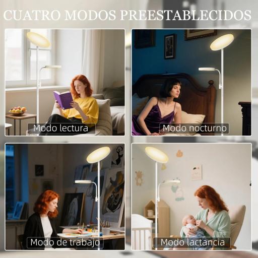 Lámpara de Pie LED Regulable 42W con Control Remoto y Táctil Temperatura de Color y Brillo Ajustable Blanco [5]
