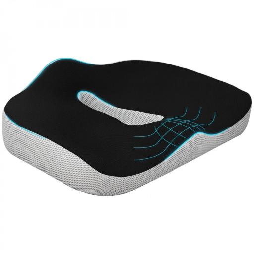 Cojín de Asiento de Espuma Viscoelástica con Base Antideslizante para Silla de Comedor Silla de Ruedas Negro [7]