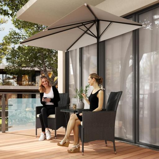 Sombrilla Rectangular 230x130x245 cm Parasol para Pared Media Sombrilla con Manivela Protección UV 30+ Impermeable Sombrilla para Balcón Terraza Jardín Crema [8]