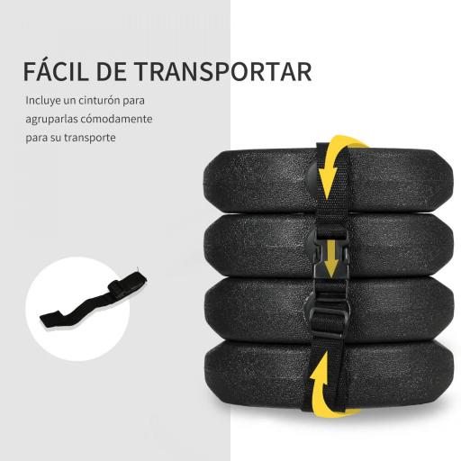 Pack de 4 Pesos para Carpas Plegables Rellenados con Cemento Bases para Toldo Pérgola Ø22x5,5 cm Negro [4]