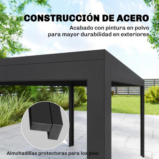 Conjunto de Mesa y Sillas Jardín con Mesa Metálica con Agujero y 6 Sillas Apilables Transpirables para Terraza Gris [3]