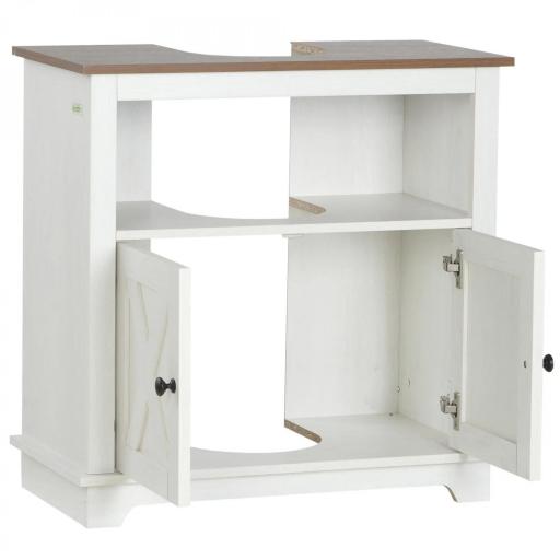 Mueble para Debajo del Lavabo de Madera Armario de Baño de Suelo Mueble Bajo Lavabo Pie con 2 Puertas 60x30x60 cm Blanco [8]
