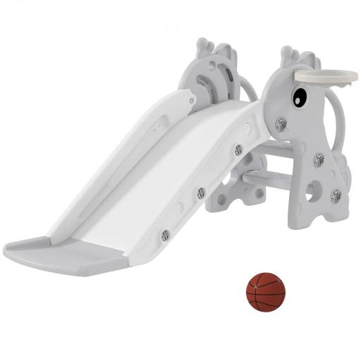 Tobogán Infantil con Diseño de Jirafa Canasta y Escalera para Niños de 1-3 Años para Interior 106x51,5x52 cm Gris [9]