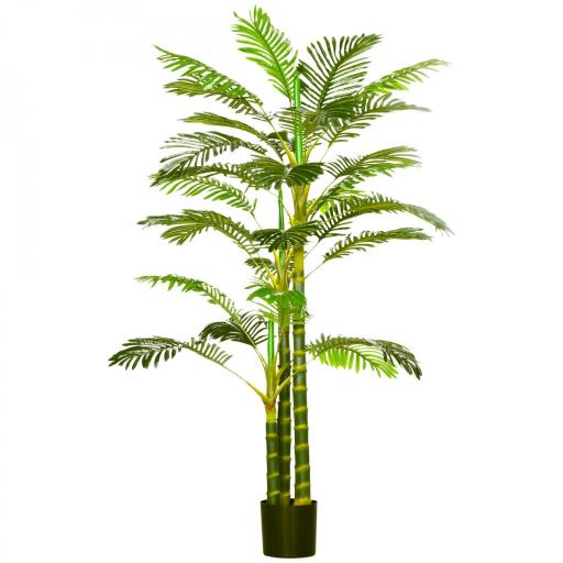 Palmera Areca Artificial 190cm Árbol Artificial con 30 Hojas Decoración de Interior y Exterior Ø19,5x190 cm Verde [5]