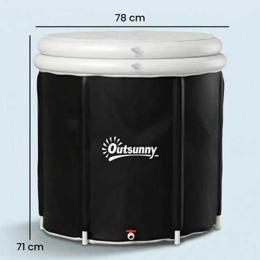 Bañera de Hielo 280L Bañera Hinchable Portátil para Recuperación de Atletas con Cubierta y Bomba Ø78x71 cm [1]