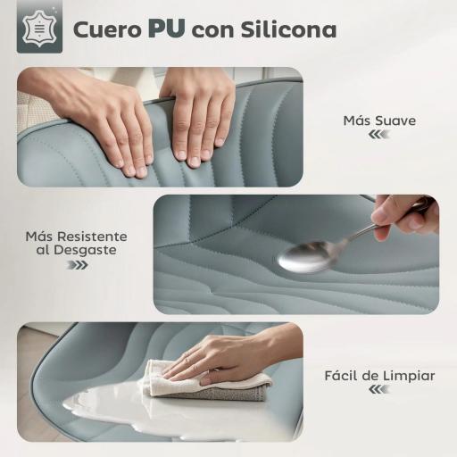 Juego de 2 Taburetes de Bar con Altura Ajustable Respaldo Asiento de Piel Sintética Marco de Acero y Reposapiés Gris [5]