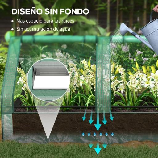 Jardinera Exterior Grande con Mini Invernadero con Base Abierta para Patio Terraza Balcón 185x95x92 cm Gris y Verde [1]