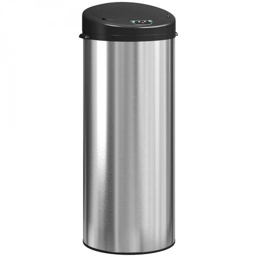 Cubo de Basura Cocina Automático 55 L de Acero Inoxidable con Sensor Infrarrojo Cierre Suave Antihuellas Plateado [10]