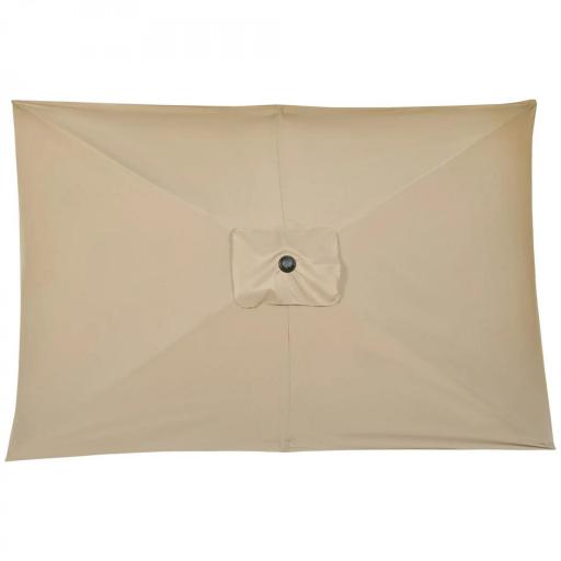 Sombrilla de Aluminio 200x300x253 cm Parasol Rectangular de Jardín Inclinable con Manivela y Poste Desmontable Caqui [5]
