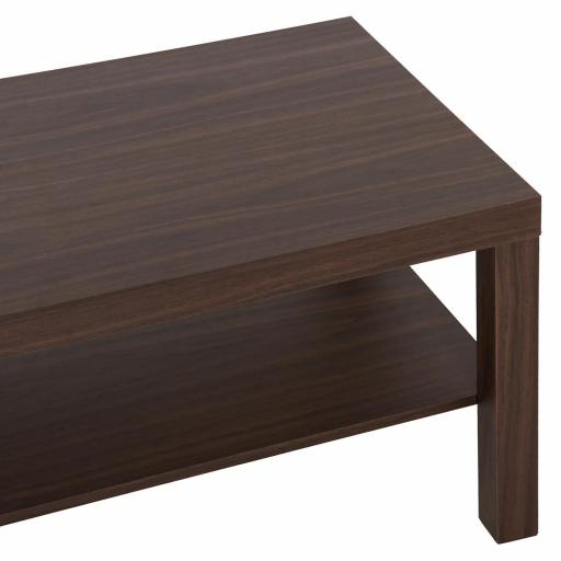 Mesa de Centro Moderna Mesa Baja con 2 Estantes de Almacenamiento Mesita para Salón Carga 20 kg 90x45x44,5 cm Nogal [6]