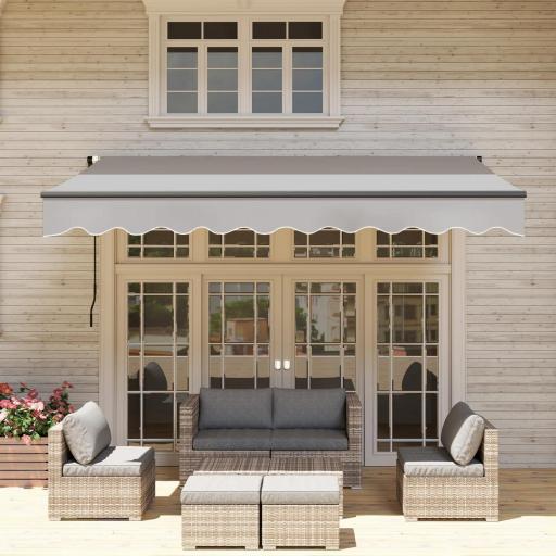Toldo Retráctil de Aluminio para Ventanas y Puertas con Protección UV30+ y Inclinación Ajustable 360x220 cm Gris [2]