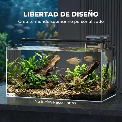 Acuario de Pecera 51 L Pecera de Cristal con Alfombrilla Protectora para Peces Camarones y Tortugas Transparente [6]