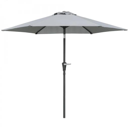 Sombrilla de Jardín Ø230x216 cm con Apertura Manual Ángulo Ajustable e Impermeable para Terraza Piscina Gris [4]