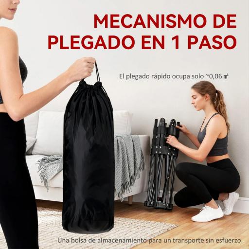 Trampolín de Fitness Plegable 104 cm con Barra Ajustable en 3 Alturas Marco Metálico Reforzado y Bolsa 104x104x114 cm [2]