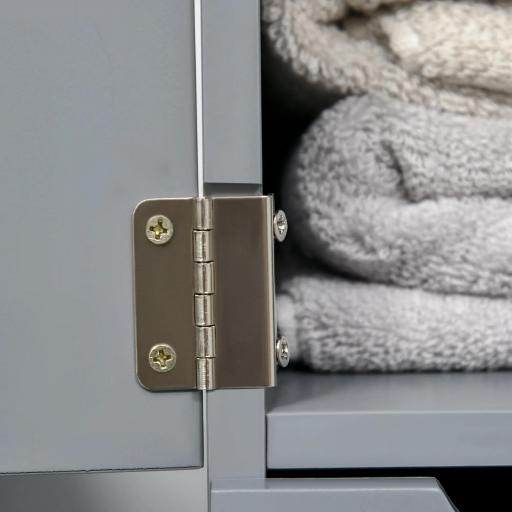 Columna de Baño Moderno Mueble Auxiliar de Baño con 2 Estantes 2 Cajones y 1 Puerta Antivuelco 15x33x136,8 cm Gris [7]