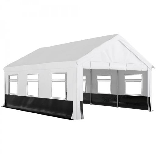 Carpa para Fiestas 4x6 m Carpa de Jardín con Paredes Extraíbles 2 Puertas y Ventanas UPF30+ para Boda Gris y Blanco [10]