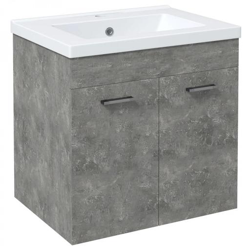 Mueble de Baño con Lavabo Cerámico Armario Bajo de Lavabo de Pared con 2 Puertas Estante Ajustable 60x45,5x60 cm Gris [9]
