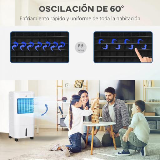 Enfriador de Aire con 3 Velocidades Temporizador 7,5h Tanque de Agua 15L Apto para 15-20 ㎡ 37x32x78 cm Blanco [5]