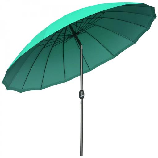 Sombrilla de Jardín Ø250x240 cm con Manivela Parasol con Ángulo Inclinable con 18 Varillas para Exterior Verde [9]