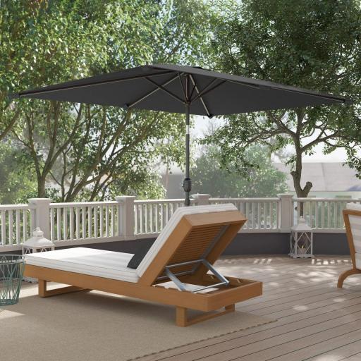 Sombrilla de Aluminio 198x294x255 Parasol Rectangular de Jardín Inclinable con Manivela y Poste Desmontable Gris [7]