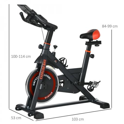 Bici Estática con Resistencia Regulable Volante de Inercia 8 kg Pantalla LCD Manillar y Asiento Ajustable Negro y Rojo [1]