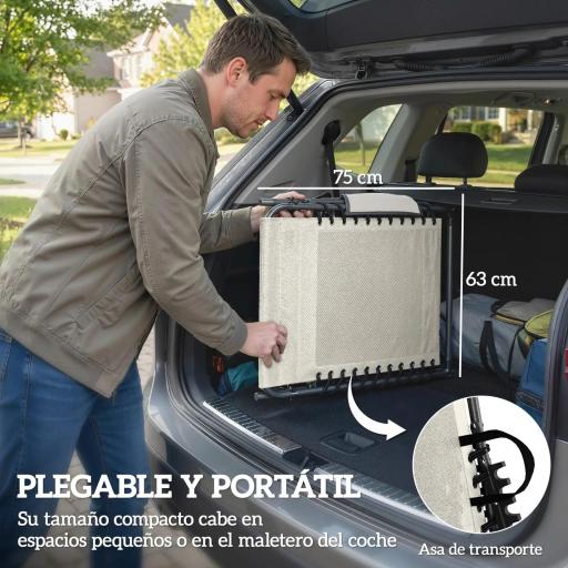 Set de 2 Tumbonas Plegables con Reposacabezas Parasol Bolsillo Lateral y Respaldo Reclinable en 5 Posiciones Crema [7]