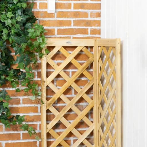 Jardinera con Enrejado de Madera Macetero Exterior para Esquina para Plantas Trepadoras 40x40x145 cm Natural [4]