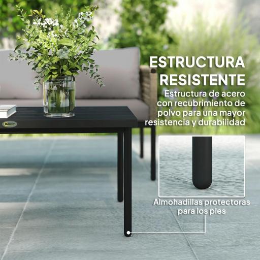 Conjunto de Muebles de Jardín 4 Piezas con Sofá Sillones Mesa de Centro y Cojines Natural y Gris [3]
