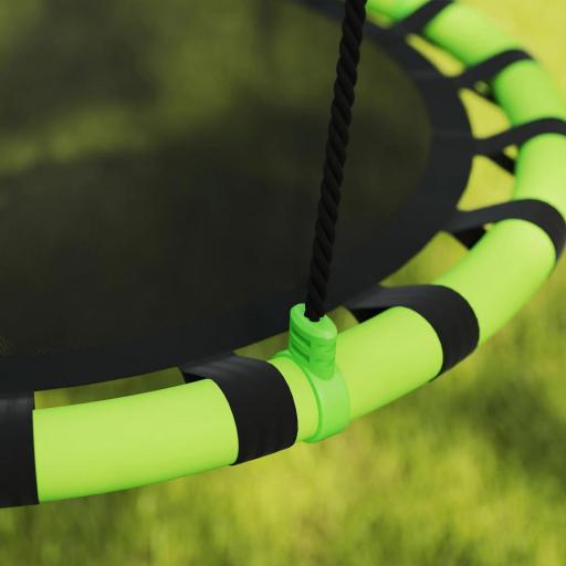 Columpio Infantil Redondo de 100 cm para Jardín con Altura Ajustable y Soporte de 150 kg Ø100x180 cm Negro y Verde [5]