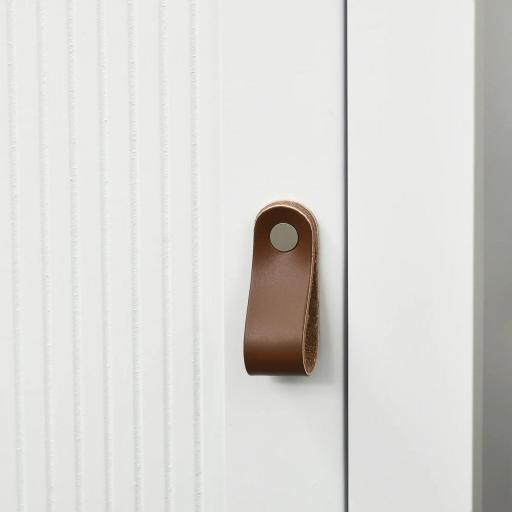 Columna de Baño Armario de Baño con Estantes Abiertos Puerta y Estante Ajustable Diseño Anti-vuelco 34x23x165 cm Blanco [7]